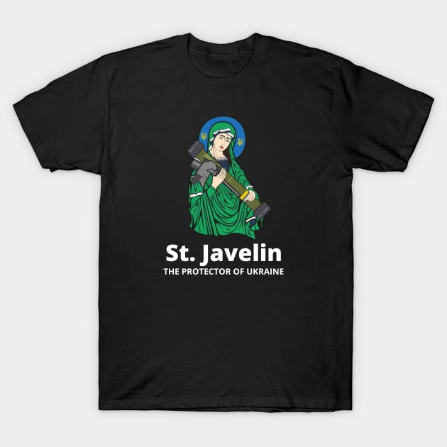 Saint Javelin The Protector of Ukraine Ukrainian Flag T-Shirt by BestCatty 